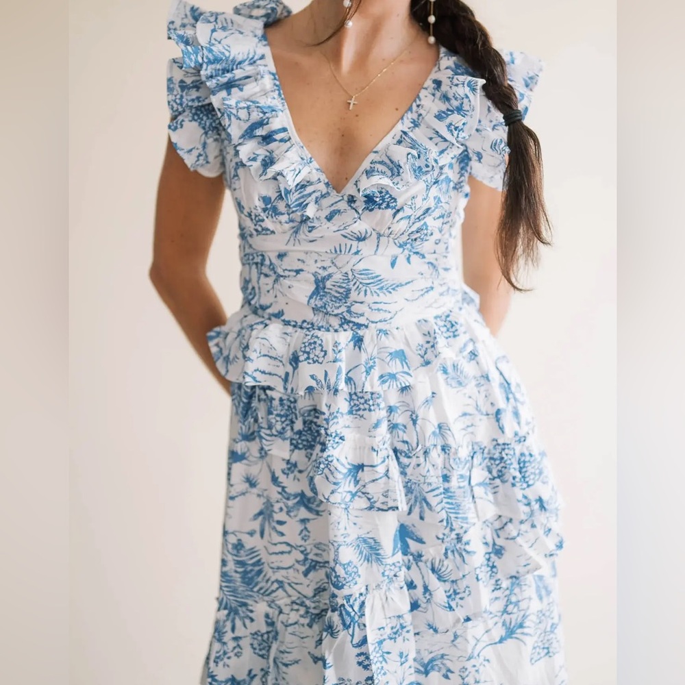Tropical Ruffle Midi Dress - Picture 7 of 8